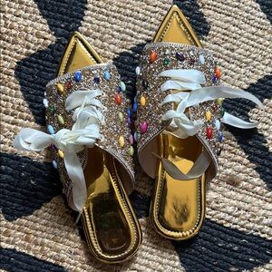 Embellished Gold Women's Shoes